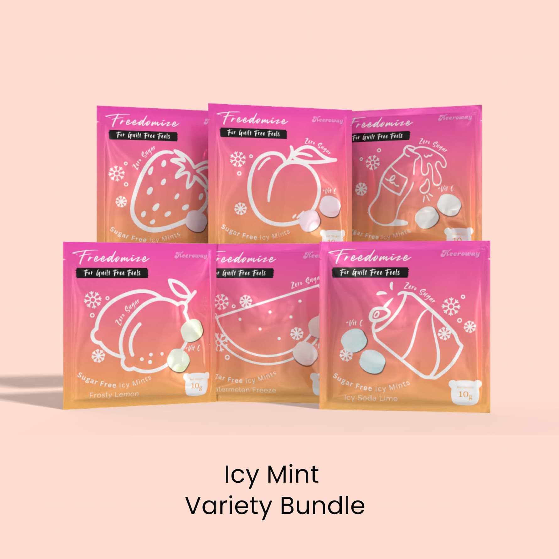 Freedomize Icy Mint sugar free mints variety bundle with six refreshing flavors.