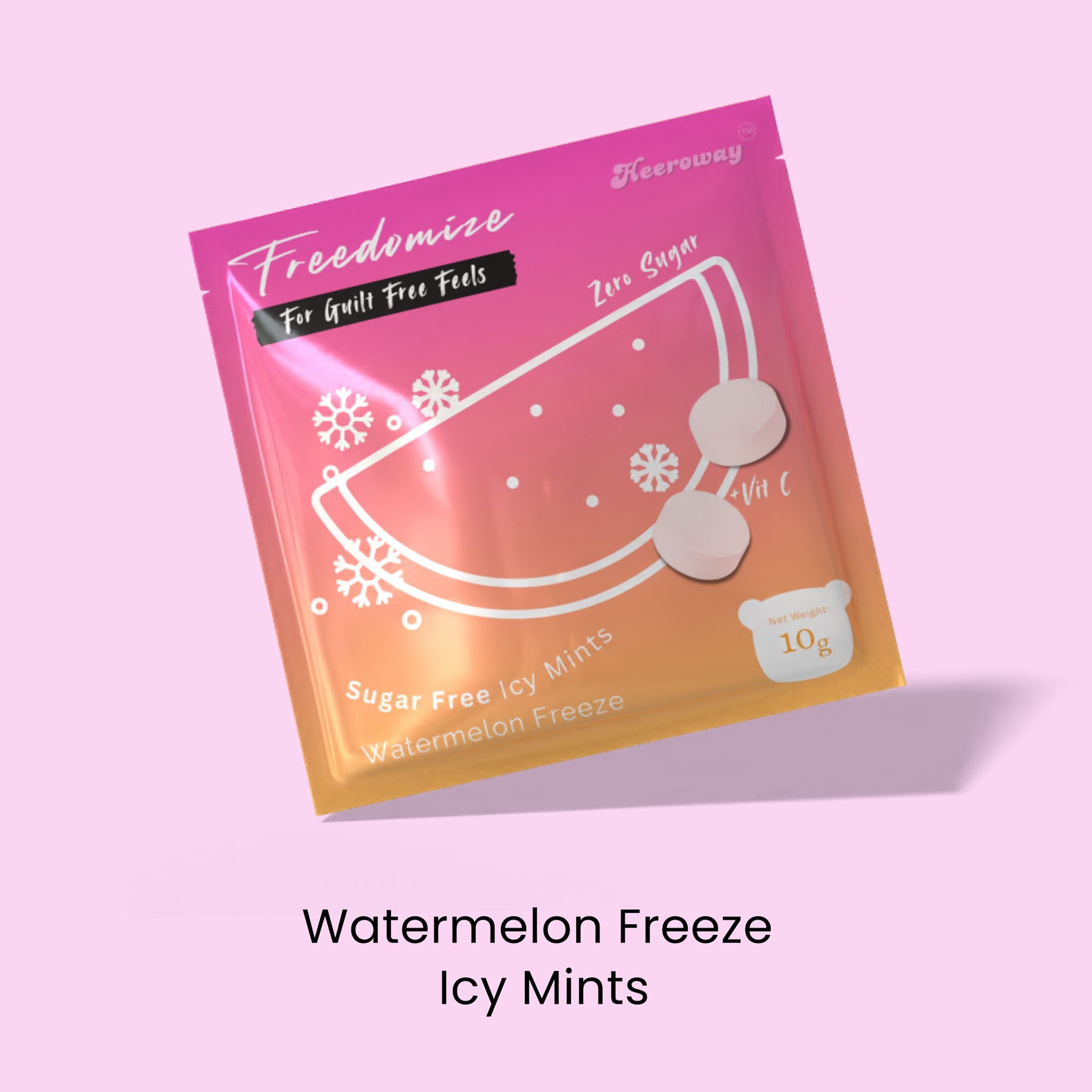 Freedomize Watermelon Freeze Sugar Free Icy Mints pouch with icy watermelon flavor.