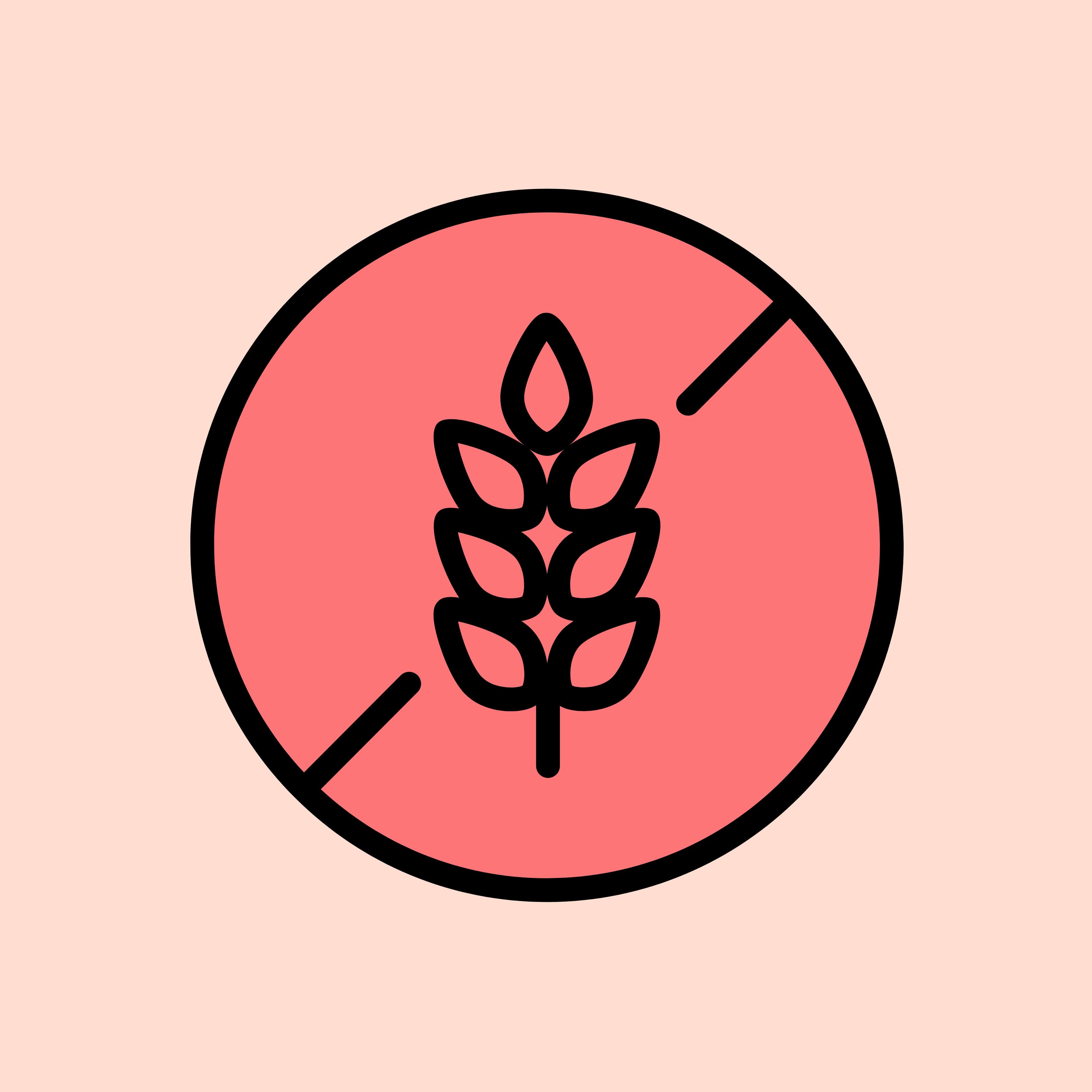 gluten-free icon with wheat crossed out in red circle