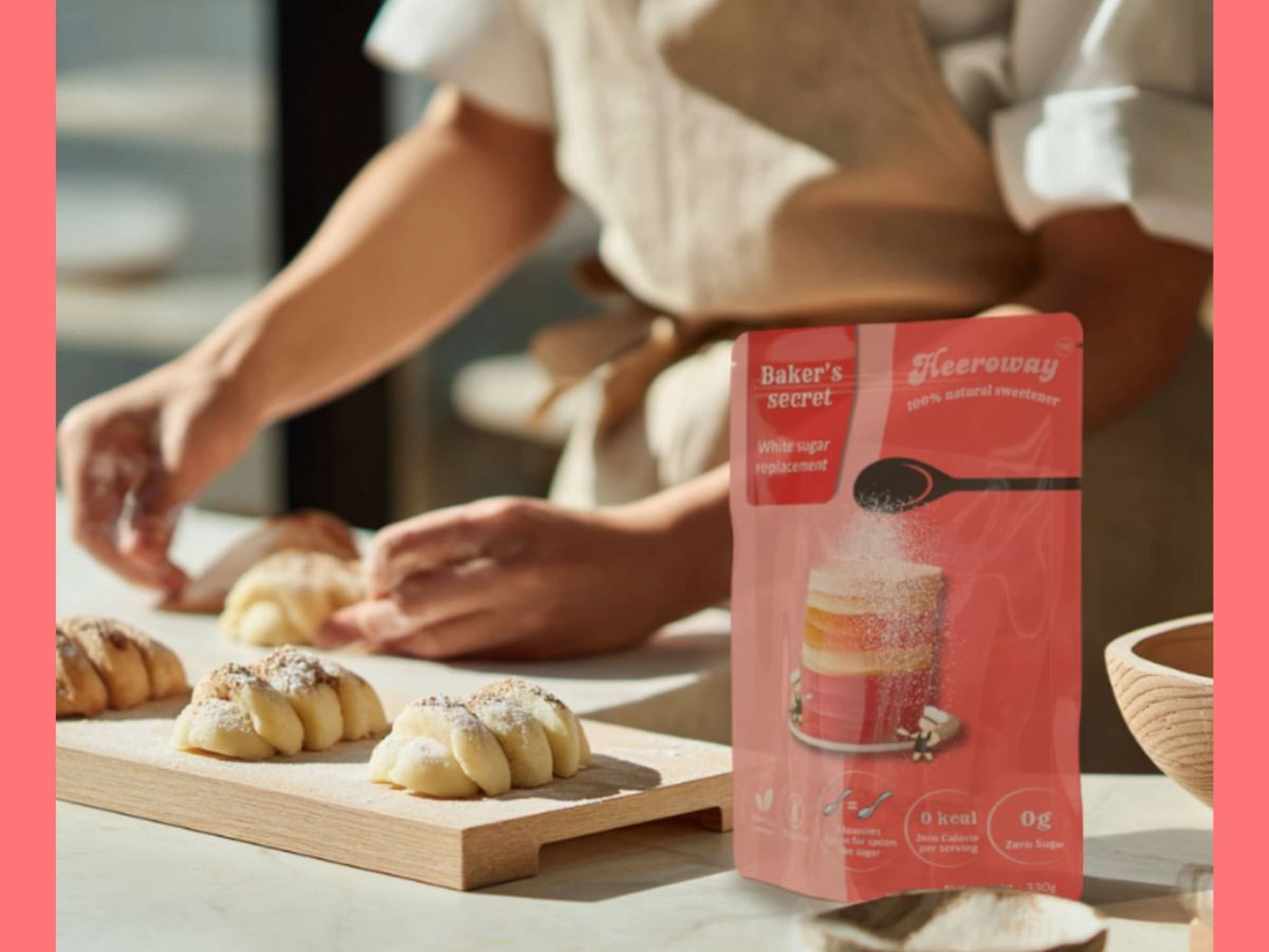 Baker using heeroway baker's secret white sugar replacement on pastry baking