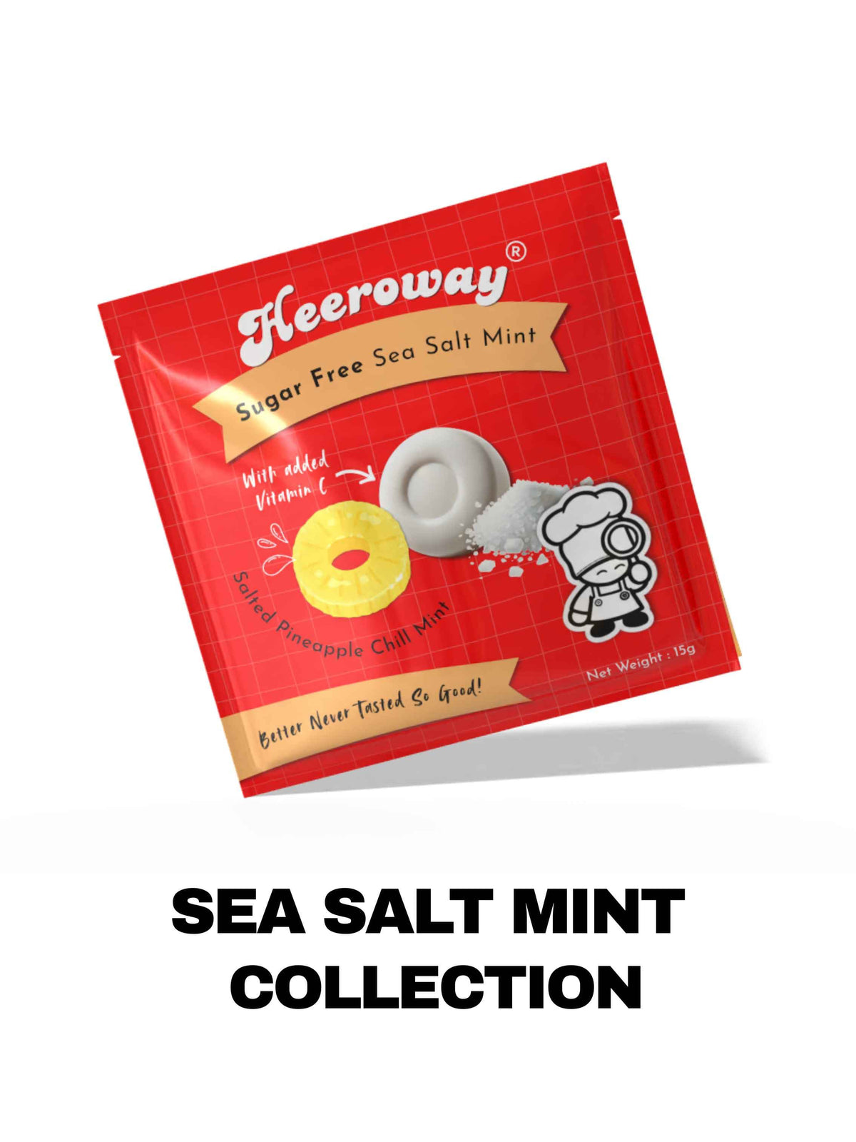 Heeroway salted lemon lime sugar free sea salt mint packaging