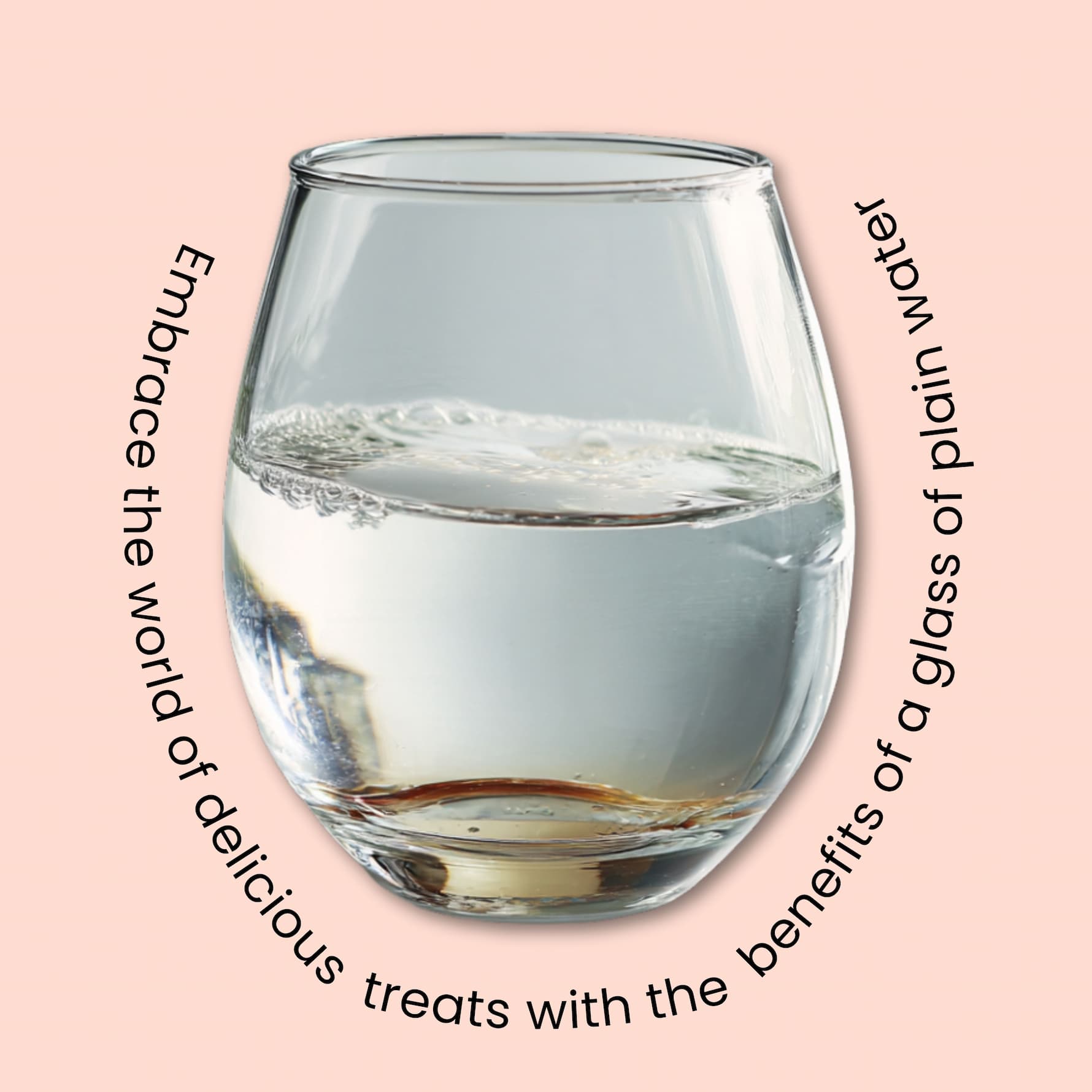 clear glass of water with ice on peach background highlighting health benefits for heeroway drinks sugar replacement