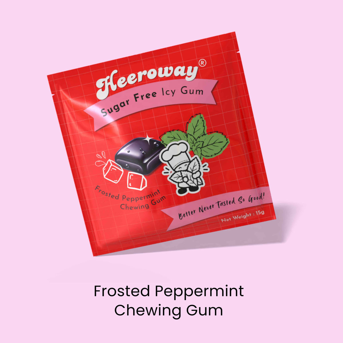 Freedomize Frosted Peppermint Sugar Free Chewing Gum – peppermint flavor icy mint gum, sugar free freshness, 15g pack.